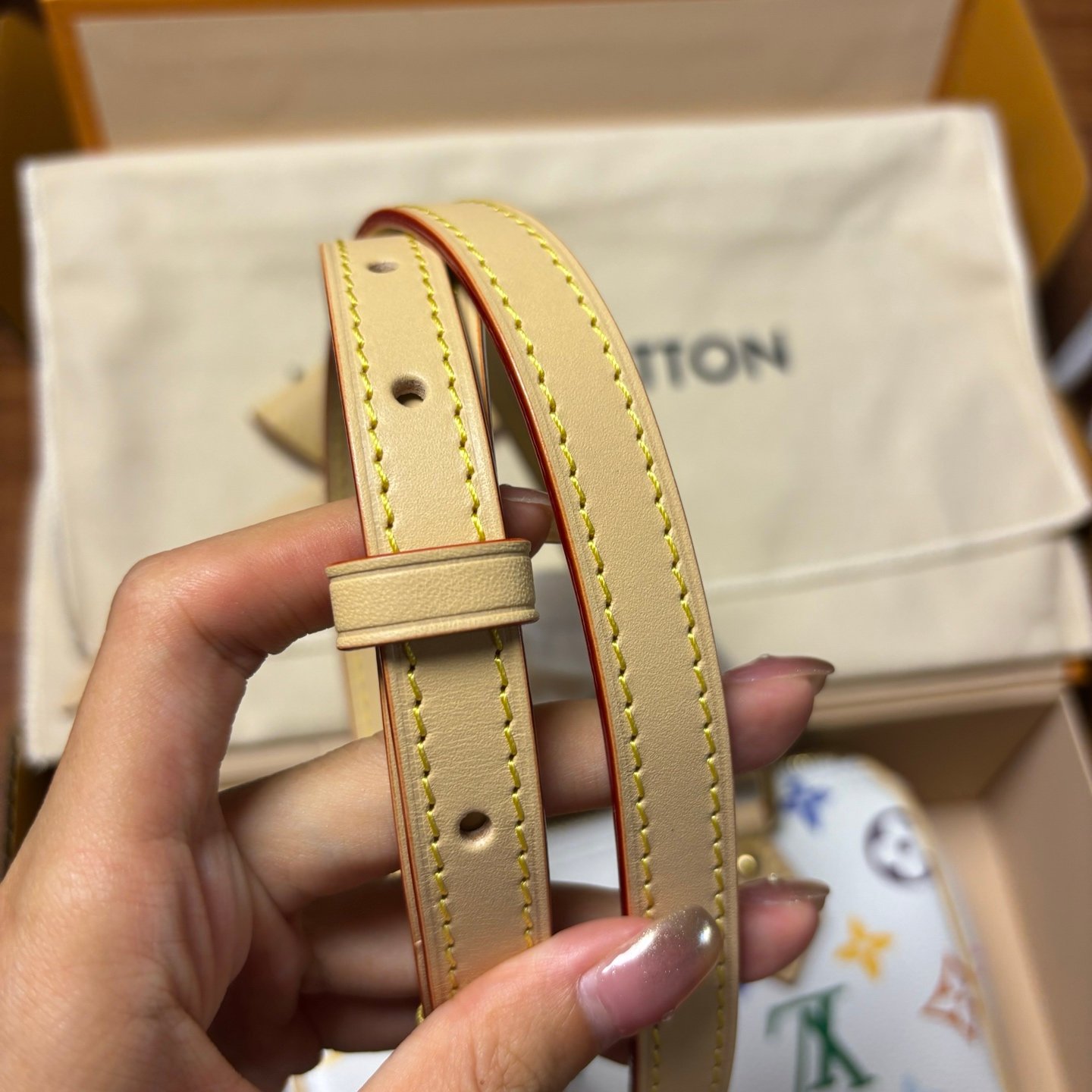 M13391(163C01)村上隆聯名款 白三彩枕頭包 LV x NanoSpeedy手袋 16 X 7.5 X 10厘米(長度X寬X高) 4 IMG 0662
