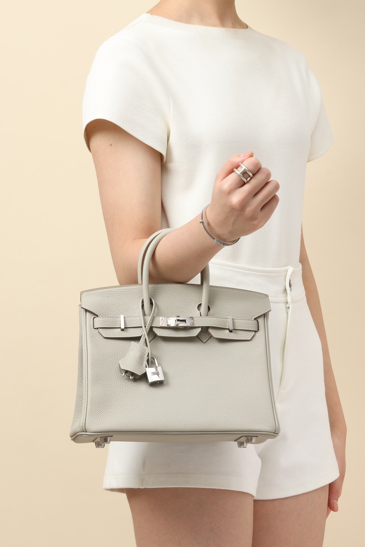 Birkin 25鉑金包 80珍珠灰 銀扣 Togo皮 6 IMG 9762