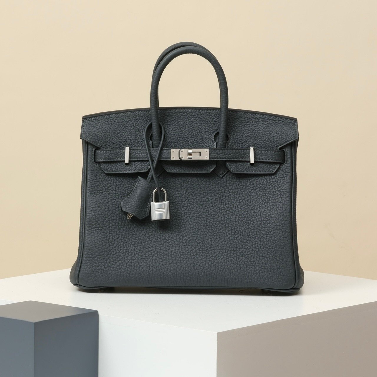 vva純手工定制奢品正品級原單定制開模愛馬仕HARMAS BIRKIN25愛馬仕鉑金包霧霾灰色1：1