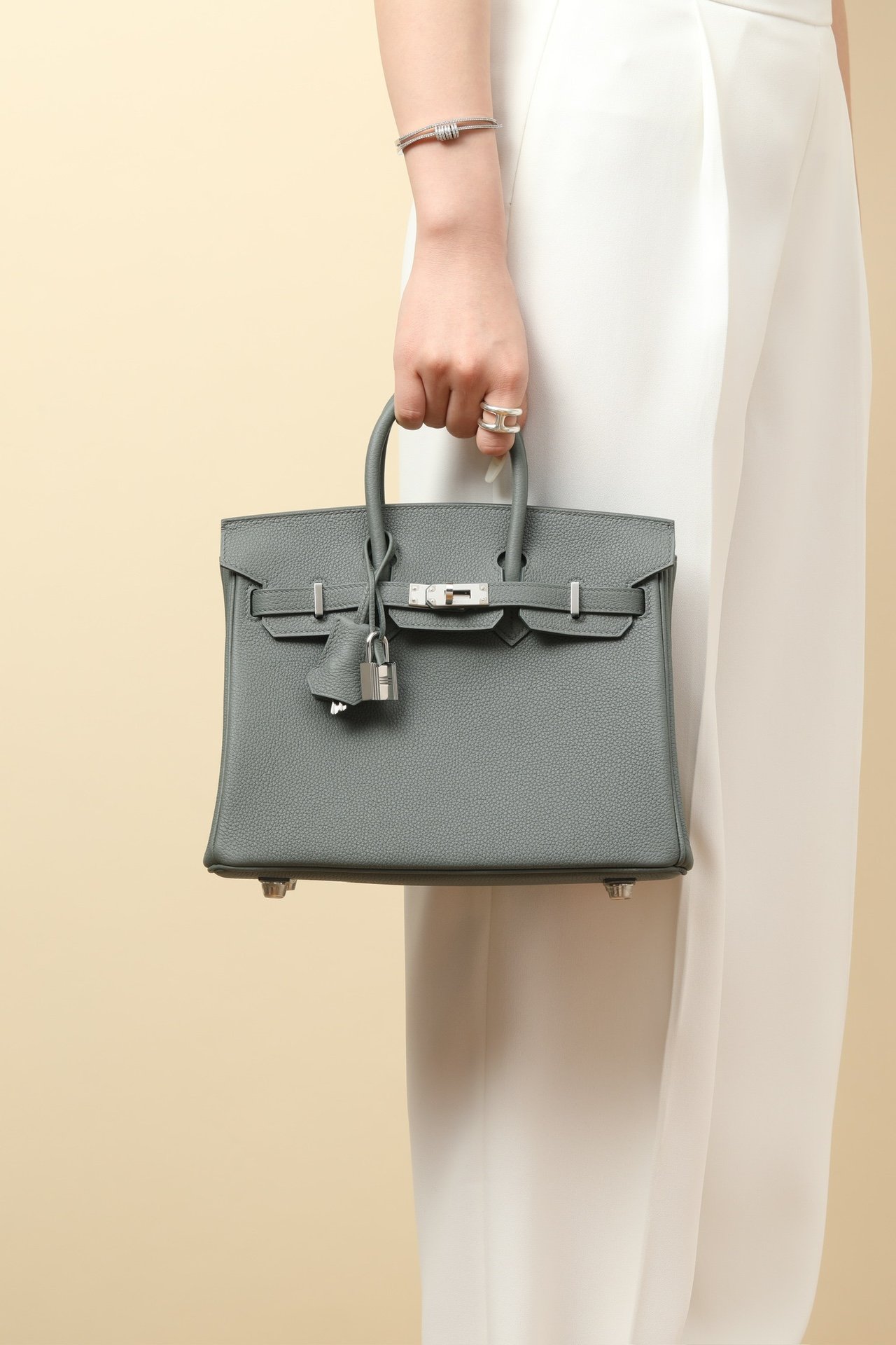 Birkin 25鉑金包 63杏仁綠 銀扣 togo皮 5 IMG 9815
