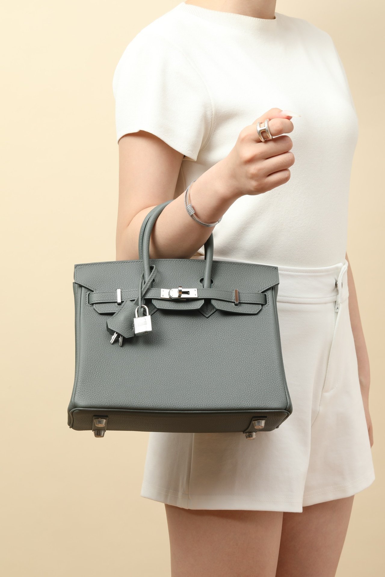 Birkin 25鉑金包 63杏仁綠 銀扣 togo皮 6 IMG 9816