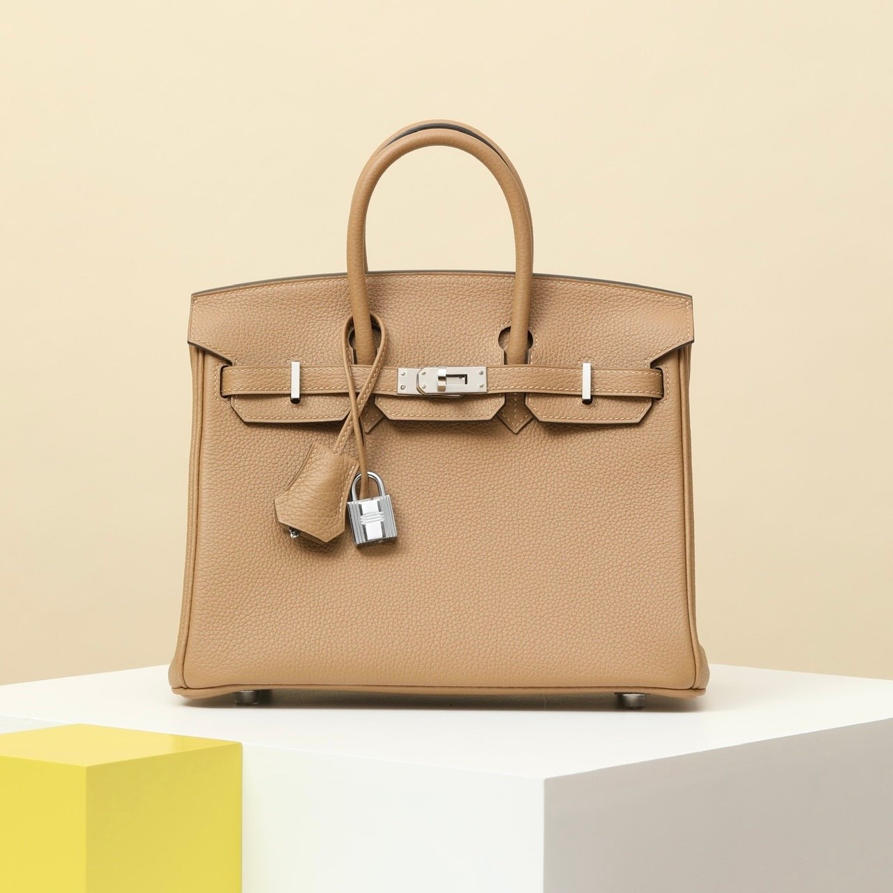 vva純手工定制奢品正品級原單定制開模愛馬仕HARMAS BIRKIN25愛馬仕鉑金包奶茶色銀扣1：1