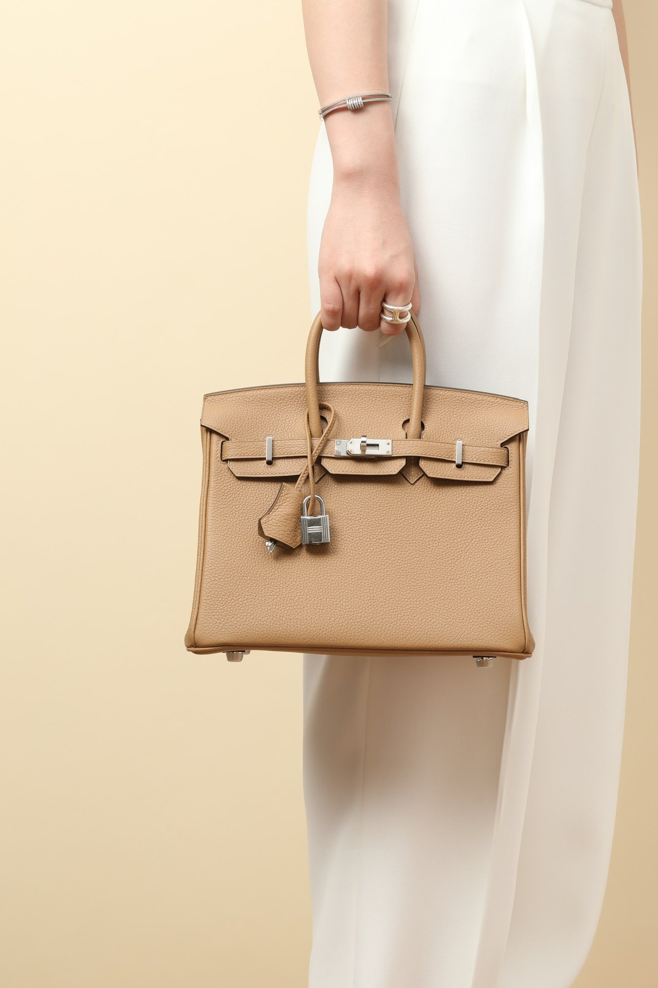 Birkin 25鉑金包 OM奶茶色 銀扣 togo皮 5 IMG 9842