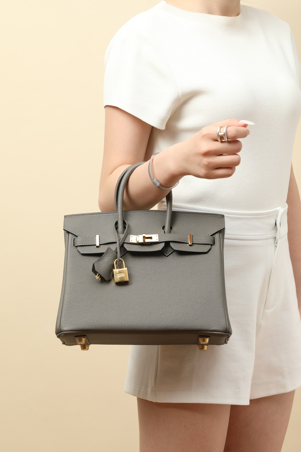 Birkin 25鉑金包 0L積雨云灰 金扣 Togo皮 6 IMG 9969
